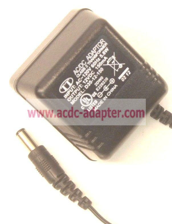 Genuine TT D35-12-150 Class 2 Transformer AC DC Adapter Charger 12V 150mA with 5.5
